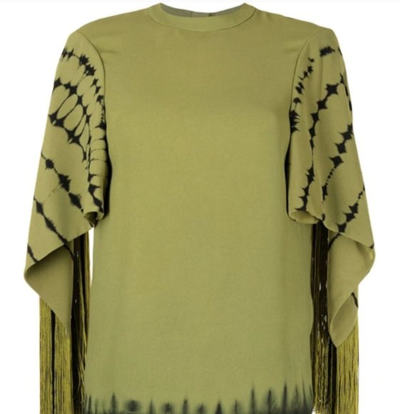 NWT- Proenza Shouler Tie-dye Fringe-sleeve Top In Chartreuse Multi - Picture 5 of 10